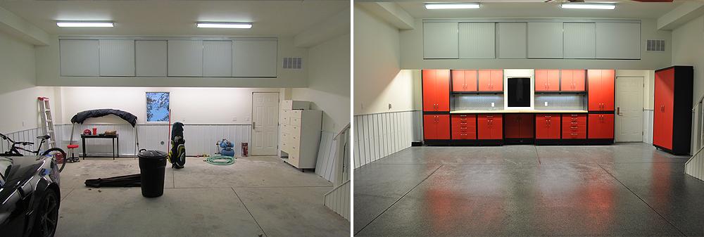 Before and after garage renovation transformation