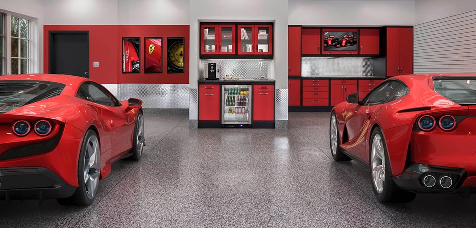 two Ferraris parked in luxury garage custom garage gift ideas