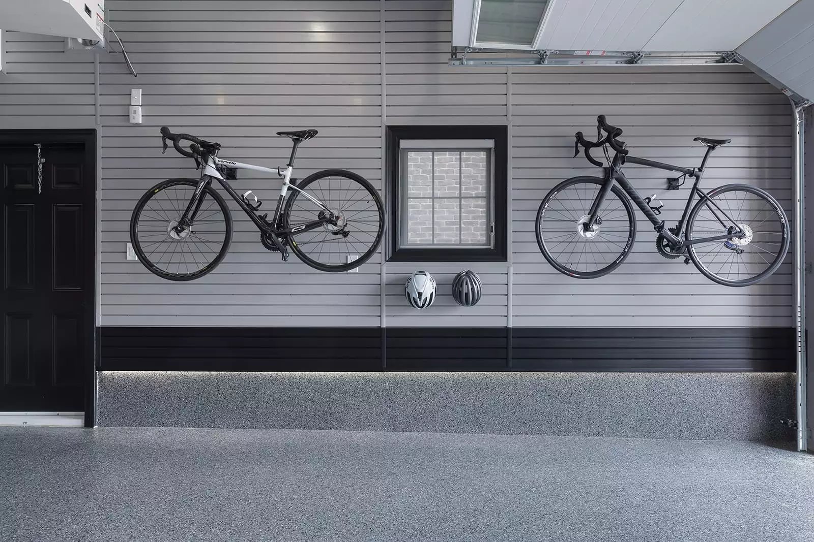 Grey and black PVC&nbsp;slatwall panels&nbsp;- Garage Living