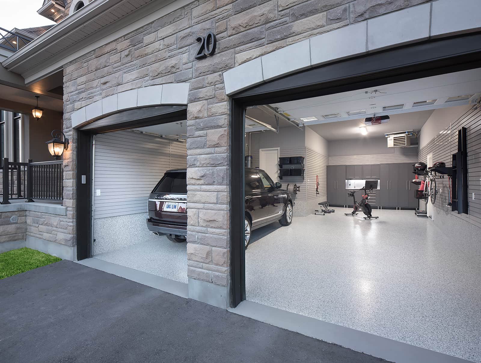 exterior 2 car fitness room garage - Garage Living