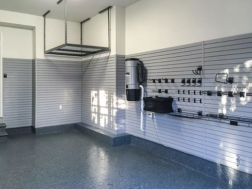 Custom Steel Cabinetry System - Garage Living Makeover after