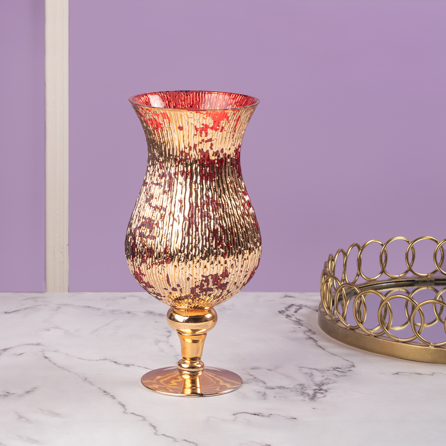 Crimson Gold Foil Candle Holder