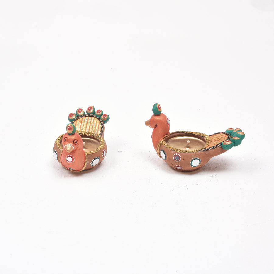 Mayoor Diya - Set of 2