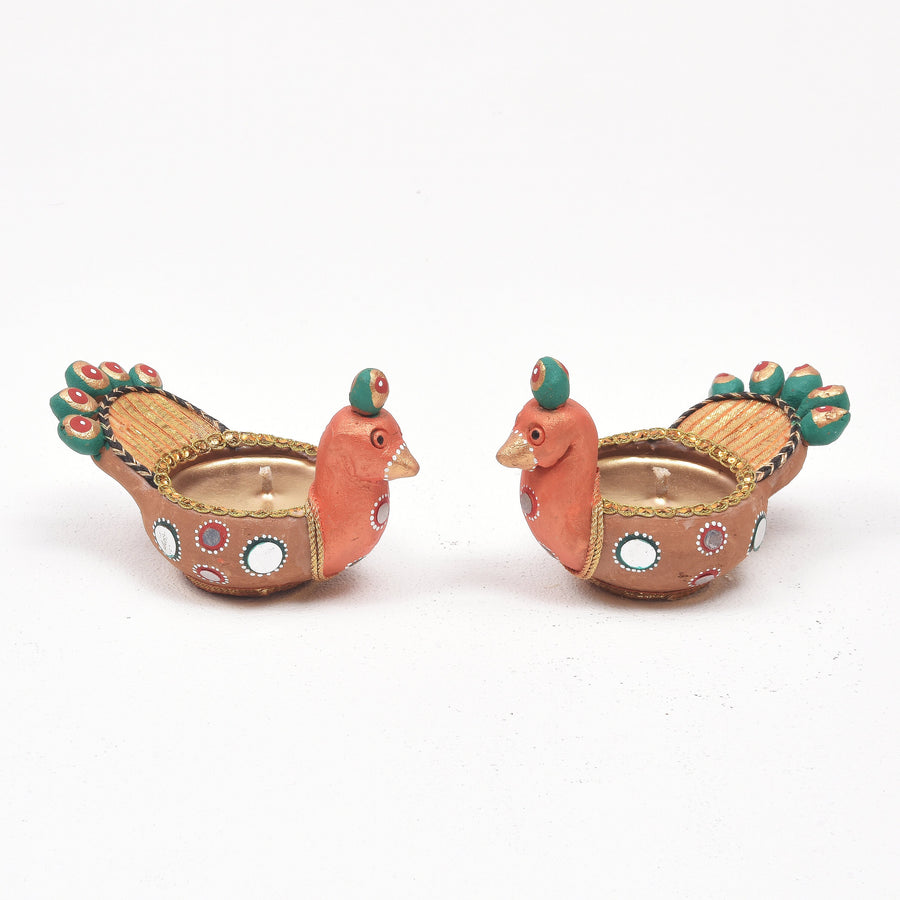 Mayoor Diya - Set of 2