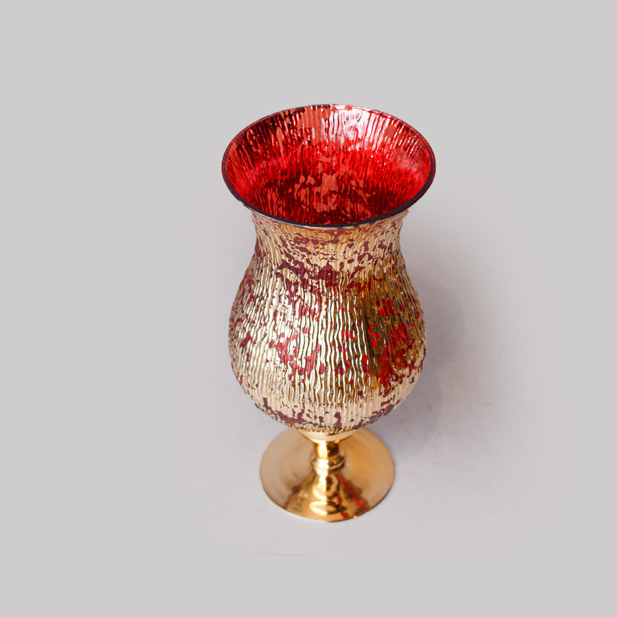 Crimson Gold Foil Candle Holder