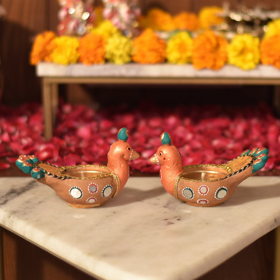 Mayoor Diya - Set of 2